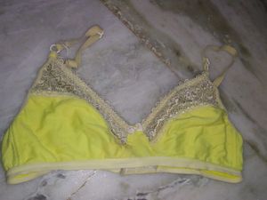 Lace Trimmed Yellow Bra