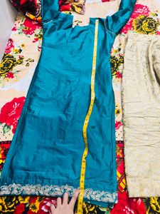 green  Kurta with Cream Pants