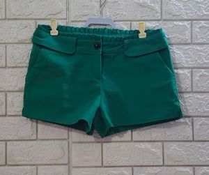 Emerald Green Tailored Paperbag Shorts