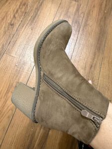Suede Ankle Boots with Block Heel