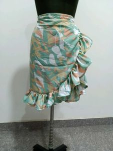 Floral Ruffle wrap Mini Skirt