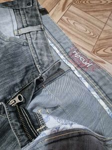 Pocket Embroidery Grey Vintage Jeans For Women