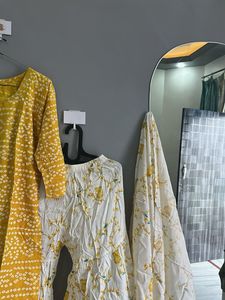 Yellow Printed Kurta Set (L)