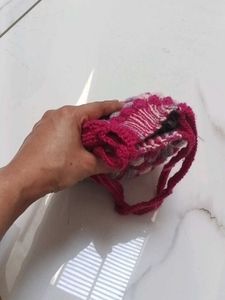 Handmade Crochet Drawstring Pouch Bag