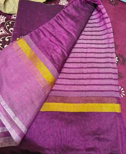 Vibrant Purple Striped Saree