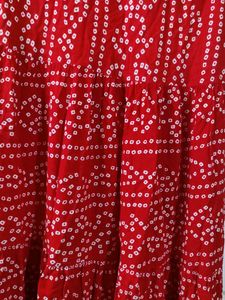 Red Anarkali Sleeveless Daily Wear Cotton Kurti
