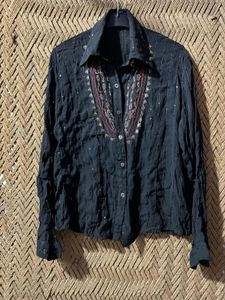 Elegant Black Embellished Shirt