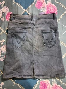 Light Wash Denim Button-Up Skirt