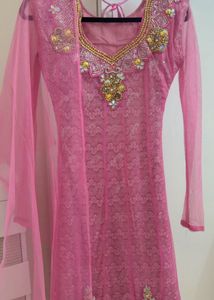 Elegant Pink Embellished Indian Outfit