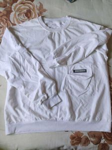 White Long Sleeve Top with Pocket