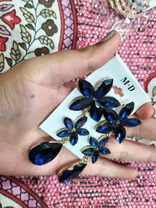 Blue Flower Drop Earrings