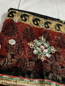 Elegant Red &amp; Gold Embroidered Saree