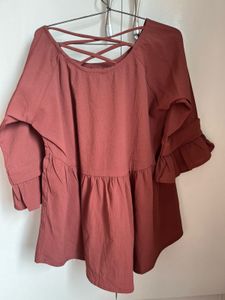 Peplum Top with Ruffle Sleeves