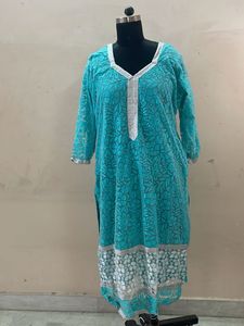 Turquoise Embroidered Kurta