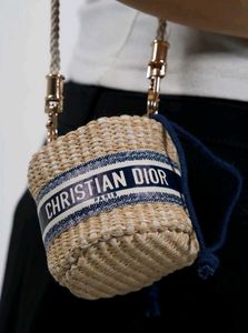 Dior Woven Pouch Keychain Charm
