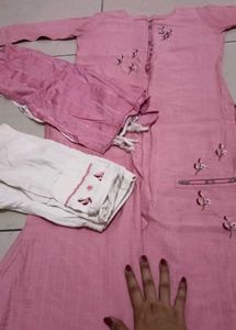 Pink Embroidered Kurta Set with Pants