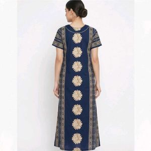 Cozy Navy Blue Floral Nightgown