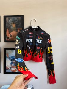 SHEIN Racing Flame Crop Top | XS | Y2K Biker Graph