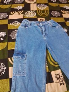 Blue Denim Cargo Jeans