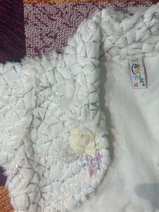 Baby Girl White Frock With Jeacket