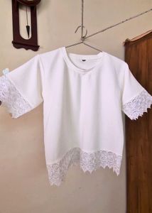 White Lace Trim Top