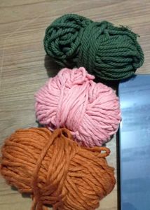 macrame cord 3mm, army green,toffee,burned orange