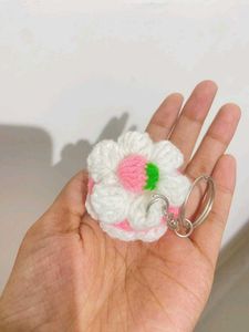 Crocheted fruit cake keychain 🍰🍓