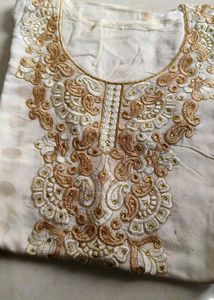 Embroidered Cream Ethnic kurti