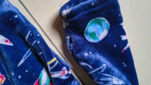 Kids Space Print Hooded Robe