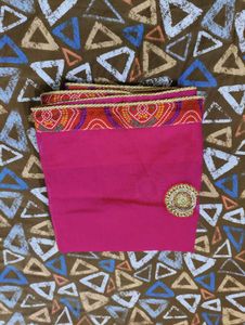 Orange Saree with Blue Blouse