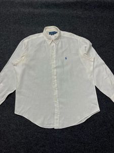 Ralph Lauren Linen White Long Sleeve Shirt