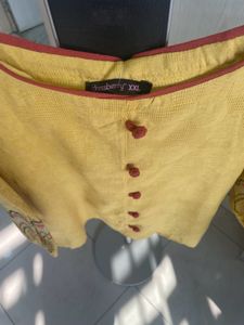 Sale 298 Yellow Embroidered Sleeve Top