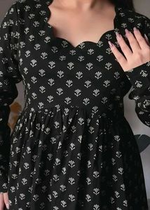 Black Floral Print Peplum Top