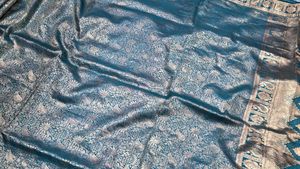 Elegant Teal &amp; Gold Banarasi Saree
