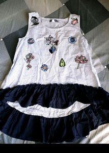 Blue Striped Girls Embroidered Tunic Dress 👗