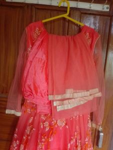 Elegant Orange Embroidered Gown