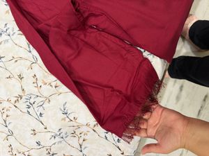 maroon kurta.