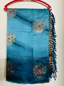New Elegant Blue &amp; Teal Silk Saree