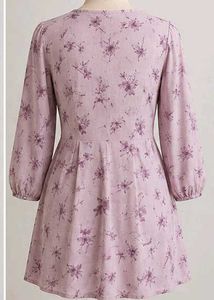 Purple Floral Print Mini Dress