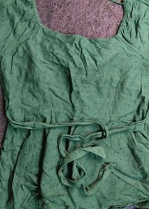 Green Puff Sleeve Blouse