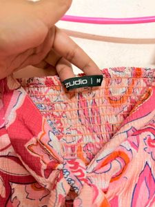 pinteresty zudio Pink Floral Tie-Front Crop Top🌸