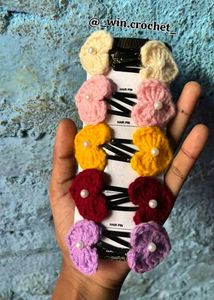 Cute Crochet heart shap Hair Clips Set❤️🫶🏻