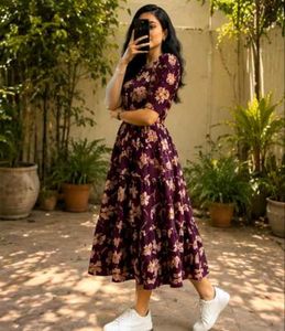 Beautiful Floral Print Maxi Dress_All size