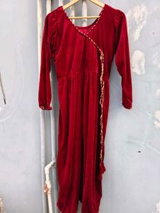 Elegant Red Velvet Gown