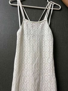 White Lattice Lace Mini Dress