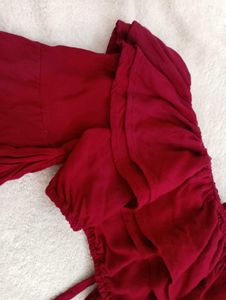 Burgundy Ruffle Off-Shoulder Top