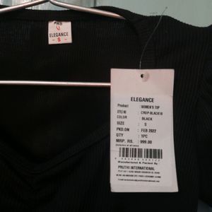 Korean New Branded Sweetheart Neck Black Crop Top