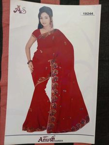 #Ethnic Red new♥️Saree without price tag