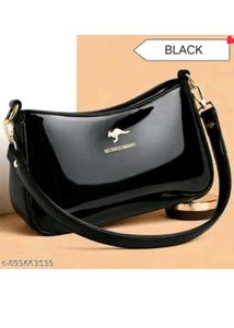 Shiny Black Shoulder Bag