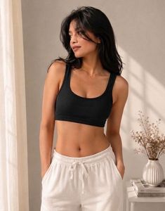 Comfortable Maroon and Black Sports Bra